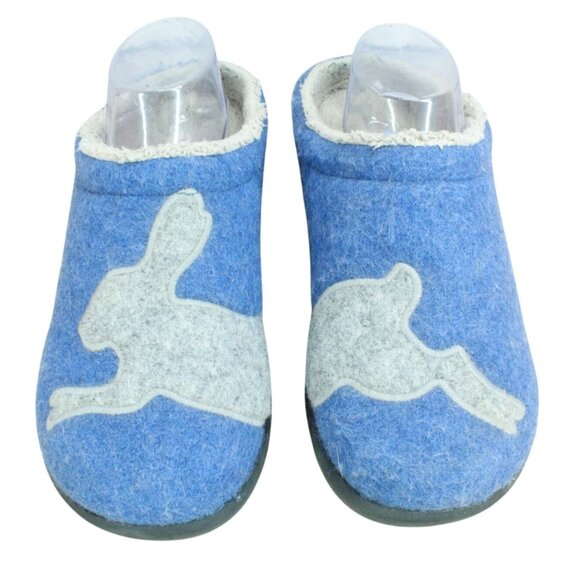 LL Bean Daybreak Scuffs Slip on Slippers Motif Rustic Blue Rabbit 10 M - Picture 1 of 9